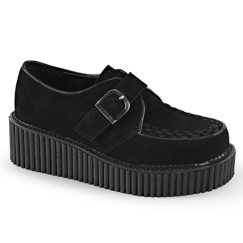 Creepers Demonia Creeper 118 Vegan Suède Femme - Noir 45190-ZCTX